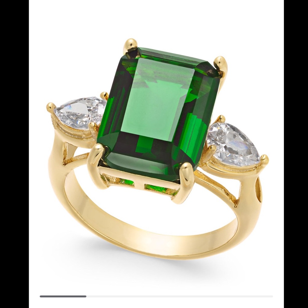 Emerald cut crystal ring.